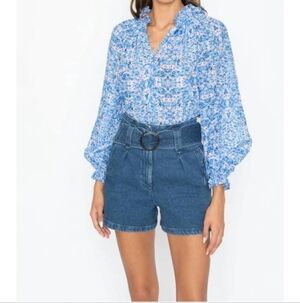 CABALLERO leigh‎ folded ink blot top in blue